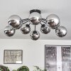 Gastor ceiling light 83 cm chrome, Smoke-coloured, 10-light sources