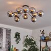 Gastor ceiling light 83 cm chrome, Smoke-coloured, 10-light sources