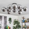 Gastor ceiling light 83 cm chrome, Smoke-coloured, 10-light sources