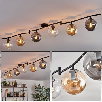 Gastor ceiling light, globe light Amber, clear, Smoke-coloured, 6-light sources