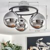 Gastor ceiling light, globe light chrome, Smoke-coloured, 3-light sources
