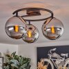 Gastor ceiling light, globe light chrome, Smoke-coloured, 3-light sources