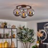 Gastor ceiling light, globe light chrome, Smoke-coloured, 3-light sources