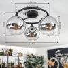 Gastor ceiling light, globe light 37 cm chrome, clear, Smoke-coloured, 3-light sources