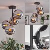 Gastor ceiling light, globe light chrome, Smoke-coloured, 4-light sources
