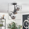 Gastor ceiling light, globe light chrome, Smoke-coloured, 4-light sources