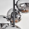 Gastor ceiling light, globe light chrome, Smoke-coloured, 4-light sources