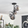 Gastor ceiling light, globe light chrome, clear, Smoke-coloured, 4-light sources