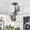 Gastor ceiling light, globe light chrome, clear, Smoke-coloured, 4-light sources