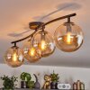 Gastor ceiling light, globe light Amber, 4-light sources