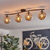 Gastor ceiling light, globe light Amber, 4-light sources