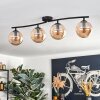 Gastor ceiling light, globe light Amber, 4-light sources