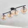 Gastor ceiling light, globe light Amber, clear, 4-light sources