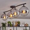 Gastor ceiling light, globe light chrome, clear, Smoke-coloured, 4-light sources