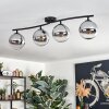 Gastor ceiling light, globe light chrome, clear, Smoke-coloured, 4-light sources
