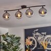 Gastor ceiling light, globe light chrome, clear, Smoke-coloured, 4-light sources