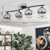 Gastor ceiling light, globe light chrome, clear, Smoke-coloured, 4-light sources
