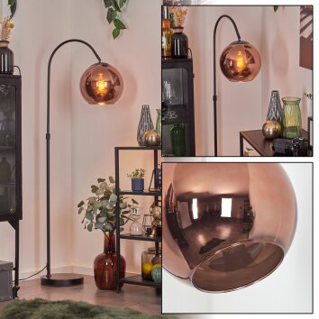 Koyoto globe light, floor lamp, Arch lamps coppery, 1-light source