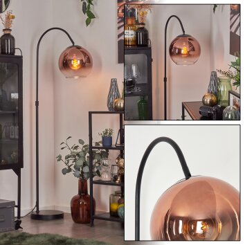 Koyoto globe light, floor lamp, Arch lamps clear, coppery, 1-light source