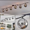 Gastor ceiling light, globe light chrome, Smoke-coloured, 6-light sources