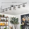 Gastor ceiling light, globe light chrome, clear, Smoke-coloured, 6-light sources