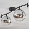 Gastor ceiling light, globe light chrome, clear, Smoke-coloured, 6-light sources