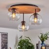 Koyoto ceiling light, globe light 40 cm brown, Wood like finish, black, 3-light sources