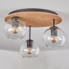 Koyoto ceiling light, globe light 40 cm brown, Wood like finish, black, 3-light sources