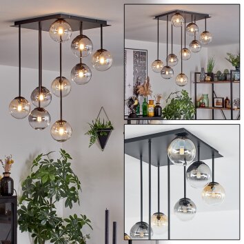 Chehalis ceiling light, globe light Amber, clear, Smoke-coloured, 9-light sources