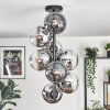 Gastor ceiling light, globe light 32 cm chrome, clear, Smoke-coloured, 8-light sources