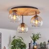 Koyoto ceiling light, globe light Ecru, black, 3-light sources