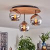 Koyoto ceiling light, globe light Ecru, black, 3-light sources