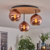 Koyoto ceiling light, globe light Ecru, black, 3-light sources