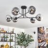 Gastor ceiling light, globe light 80 cm chrome, clear, Smoke-coloured, 6-light sources