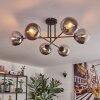 Gastor ceiling light, globe light 80 cm chrome, clear, Smoke-coloured, 6-light sources