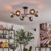 Gastor ceiling light, globe light 80 cm chrome, clear, Smoke-coloured, 6-light sources