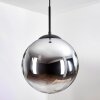 Gastor hanging light, globe light 30 cm chrome, clear, Smoke-coloured, 1-light source