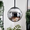 Gastor hanging light, globe light 20 cm chrome, Smoke-coloured, 1-light source