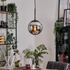 Gastor hanging light, globe light 20 cm chrome, Smoke-coloured, 1-light source