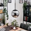 Gastor hanging light, globe light 20 cm chrome, Smoke-coloured, 1-light source