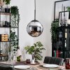 Gastor hanging light, globe light 25 cm chrome, Smoke-coloured, 1-light source