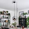 Gastor hanging light, globe light 25 cm chrome, Smoke-coloured, 1-light source