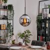 Gastor hanging light, globe light 25 cm chrome, Smoke-coloured, 1-light source
