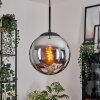 Gastor hanging light, globe light 25 cm chrome, Smoke-coloured, 1-light source