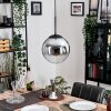 Gastor hanging light, globe light 25 cm chrome, clear, Smoke-coloured, 1-light source