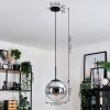 Gastor hanging light, globe light 25 cm chrome, clear, Smoke-coloured, 1-light source