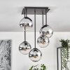 Gastor ceiling light, globe light chrome, clear, Smoke-coloured, 5-light sources