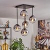 Gastor ceiling light, globe light chrome, clear, Smoke-coloured, 5-light sources