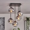 Gastor ceiling light, globe light chrome, clear, Smoke-coloured, 5-light sources