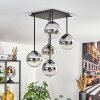 Gastor ceiling light, globe light chrome, clear, Smoke-coloured, 5-light sources